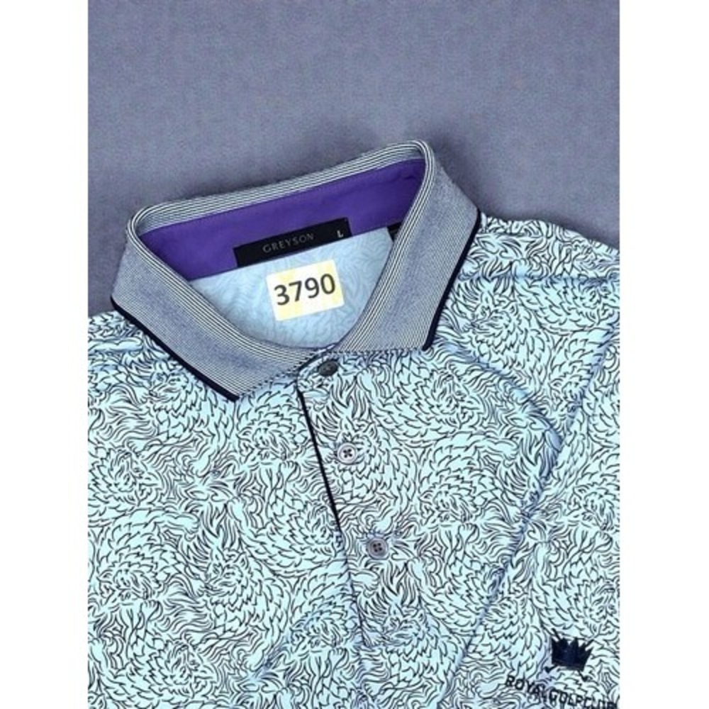 Greyson‎ Den of Thieves Blue Wolf Royal Golf Club Logo Polo Shirts Men L Peru